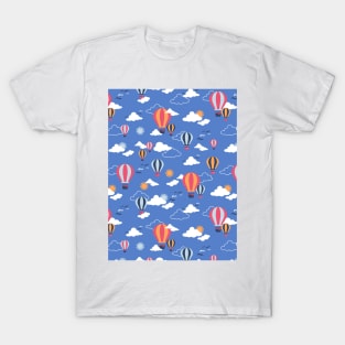 Hot Air Balloon in Blue Sky Pattern II T-Shirt